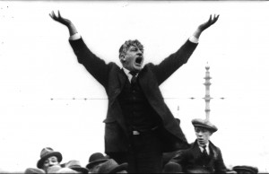 Jim Larkin addressing a meeting in 1924 after his return to Ireland after his release from Sing Sing Prison in the United States for 'sedition'