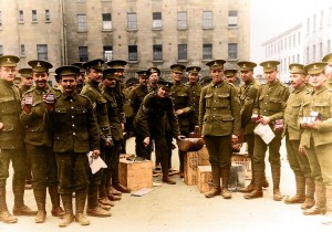 NCOs in the Royal Dublin Fusiliers discover the delights of Fray Bentos tinned corned beef