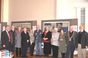 Lord Mayor Christy Burke, SIPTU  General President Jack O'Connor, artist Robert Ballagh and Volunteers who worked on the Tapestry with Mary Hunter on Robert Ballagh's left 